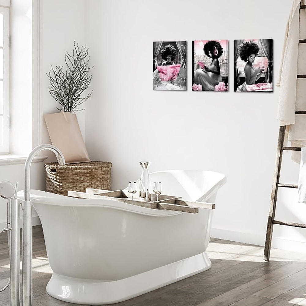 Apicoture Black Girl Wall Art Black and Pink Wall Art African American Women ...