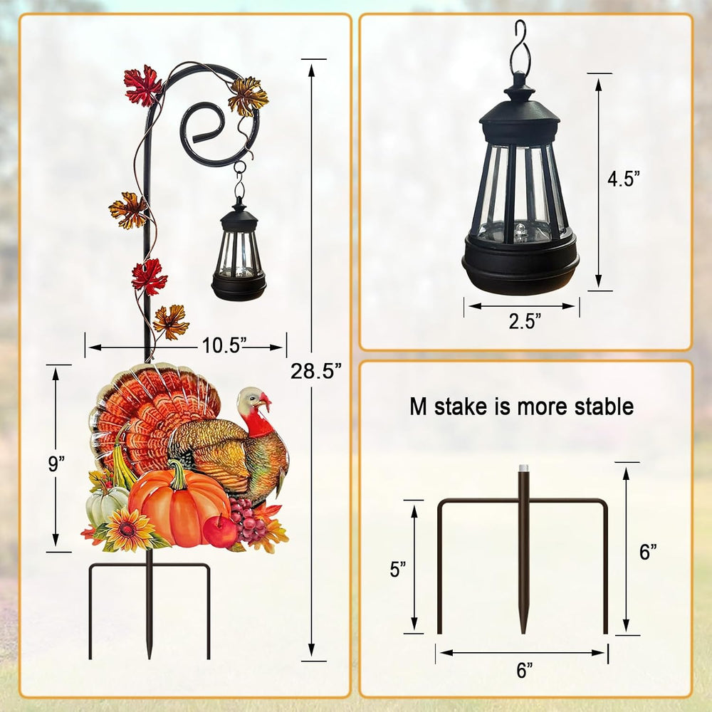 Thanksgiving Turkey Decorations Outdoor,Solar Fall Decorations Garden Stake