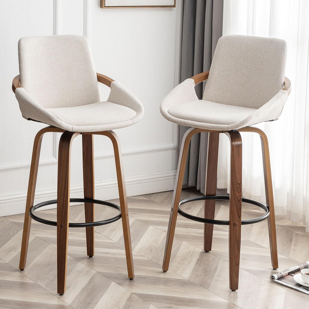 LUNLING 25.6" Counter Height Barstools Set of 2 Mid Century Modern Retro...