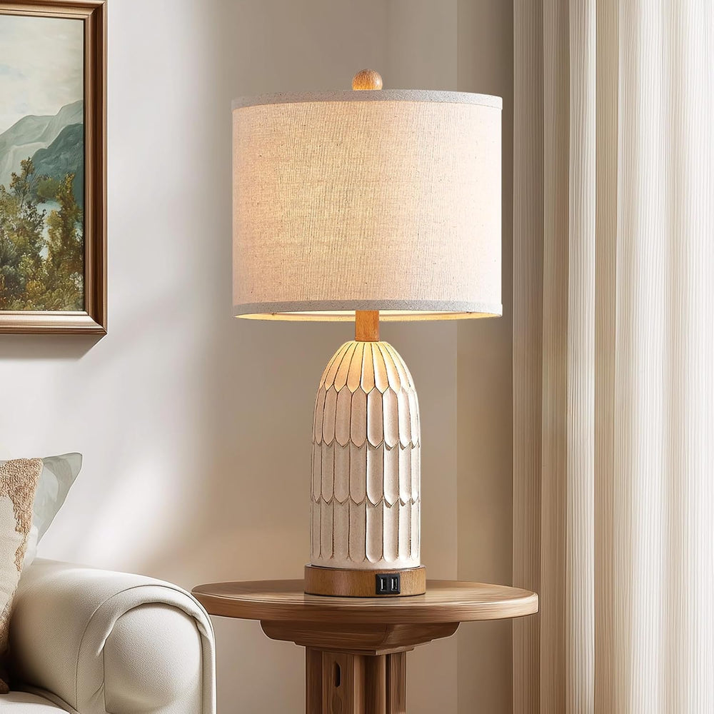 Cinkeda Touch Table Lamp for Bedroom Nightstand, Cream Farmhouse Vintage Rust...