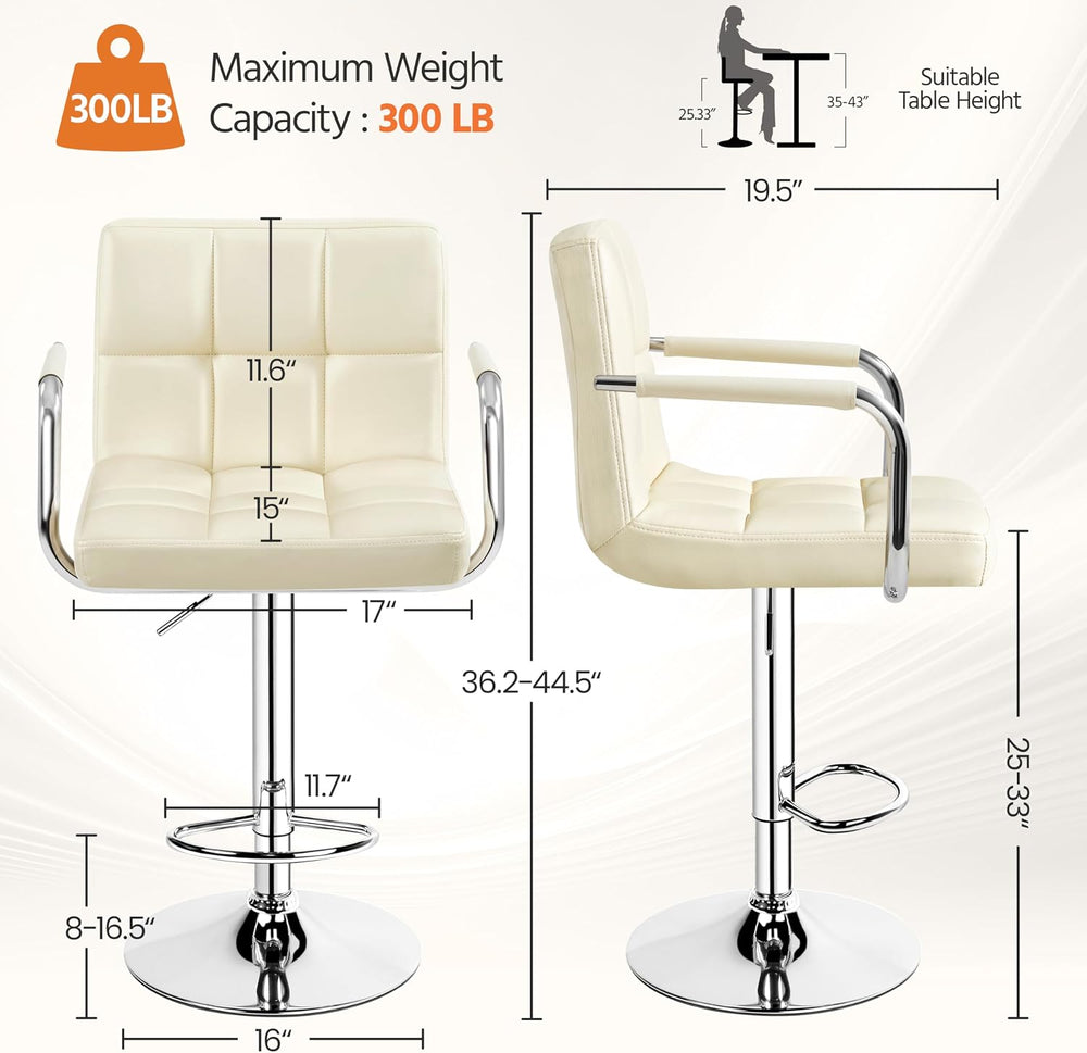 Topeakmart 2PCS Swivel Chairs Adjustable Bar Stools Kitchen Chairs with Large...