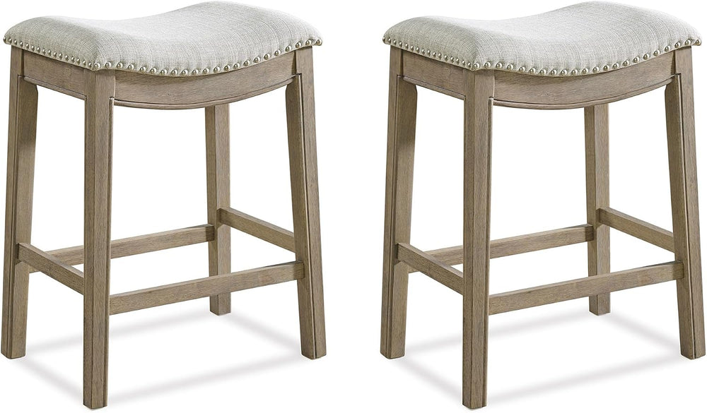 ROME + OAK Parker 26" Backless Saddle Stool, Reclaimed Oak, Set of 2