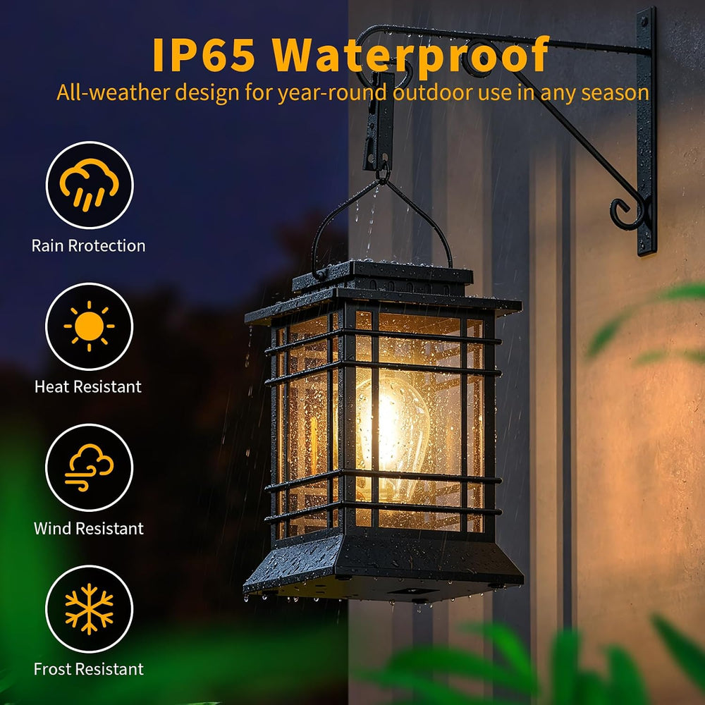 Solar Lanterns Outdoor Waterproof, Hanging Solar Lights for Outside 2 Pack