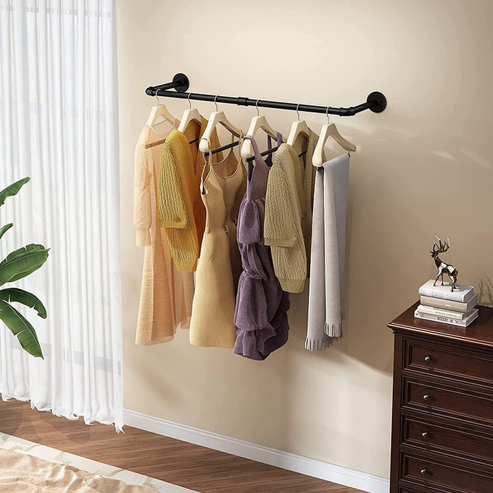 ERYTLLY 38”Industrial Pipe Clothes Rack,2 Pack Wall Mounted Clothing Rack