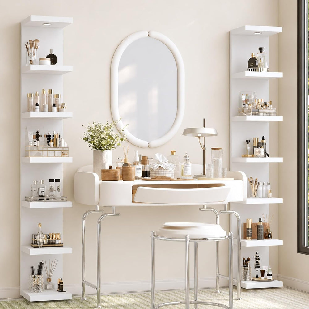 LitaEther Versatile 7 Tier Wall Shelf Unit,White Lack Wall Shelf,Display Floa...