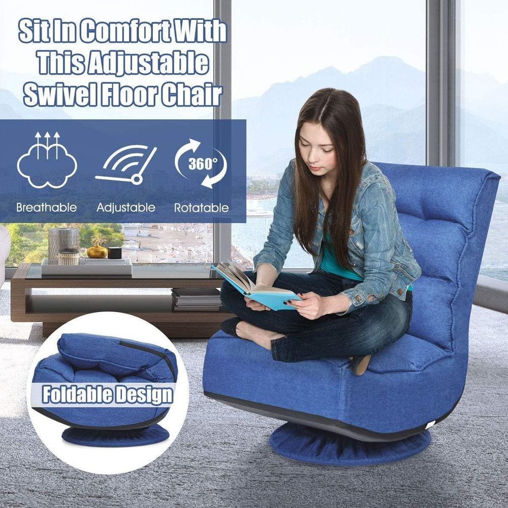 FANTASK 360 Degree Swivel Floor Chair, Folding Floor Sofa w/ 5 Adjustable Pos...