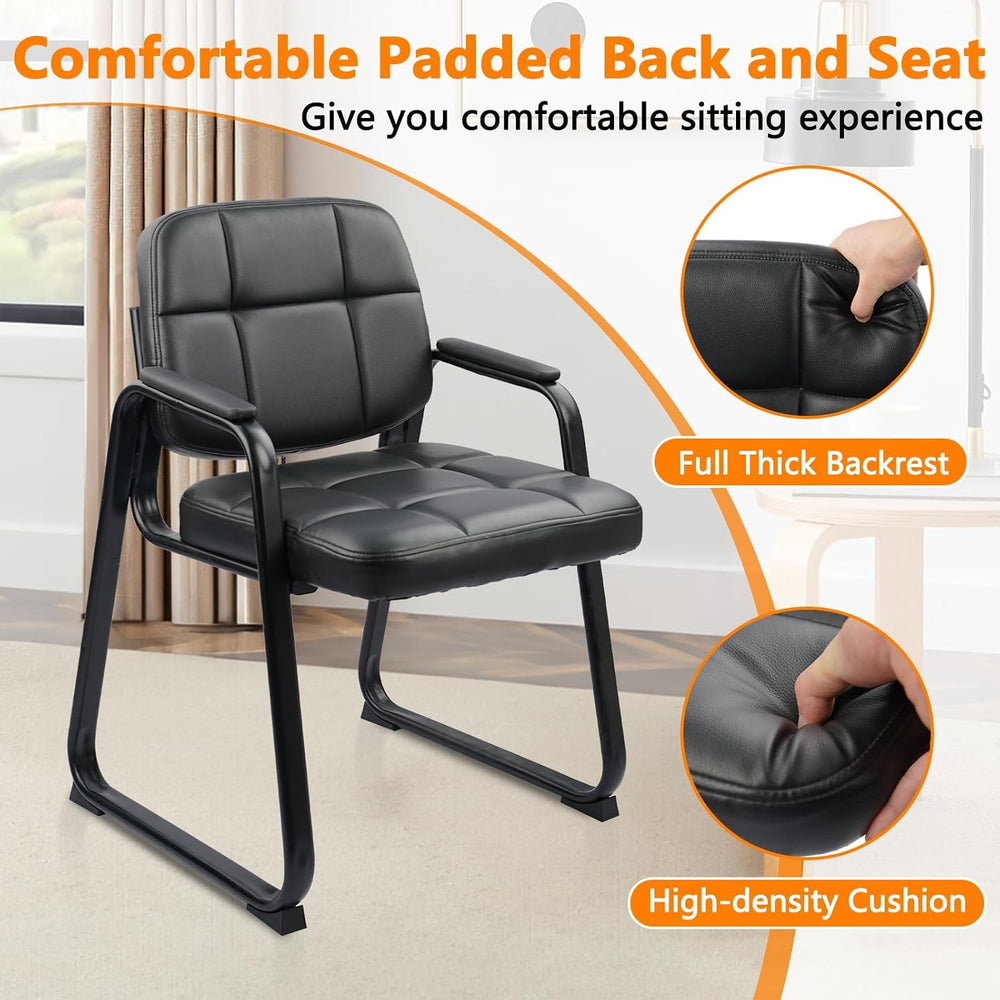 CLATINA Waiting Room Guest Chair with Bonded Leather Padded Arm Rest for Offi...