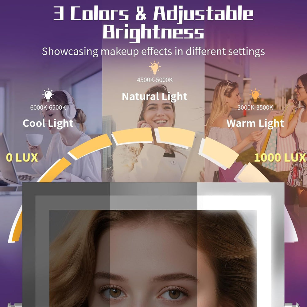 Wall Mounted Makeup Mirror with Lights 4000mAh Rechargeable Double Sided 1X/1...