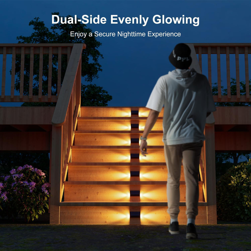 16-Pack Solar Step Lights, Waterproof, Warm White Dual-Sided Glow