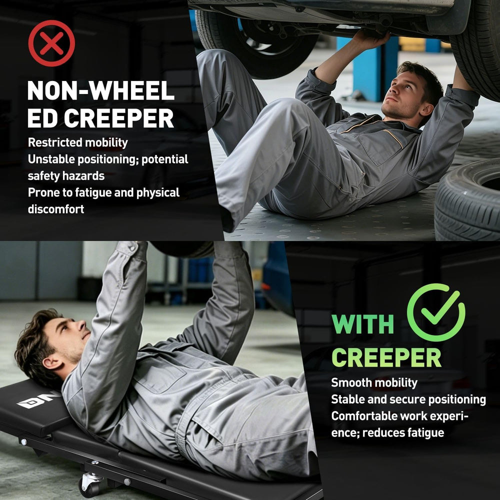 DNA Motoring 36 Inches Folding 2 in 1 Rolling Z Creeper, Adjustable Roller Ga...
