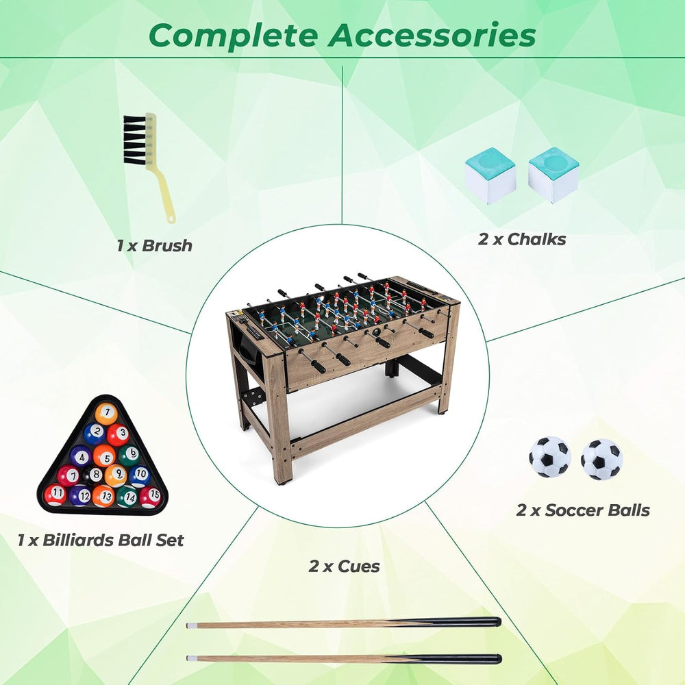 GYMAX 2-in-1 Swivel Multi Game Table, Foosball & Billiard Combo Game Tabl...