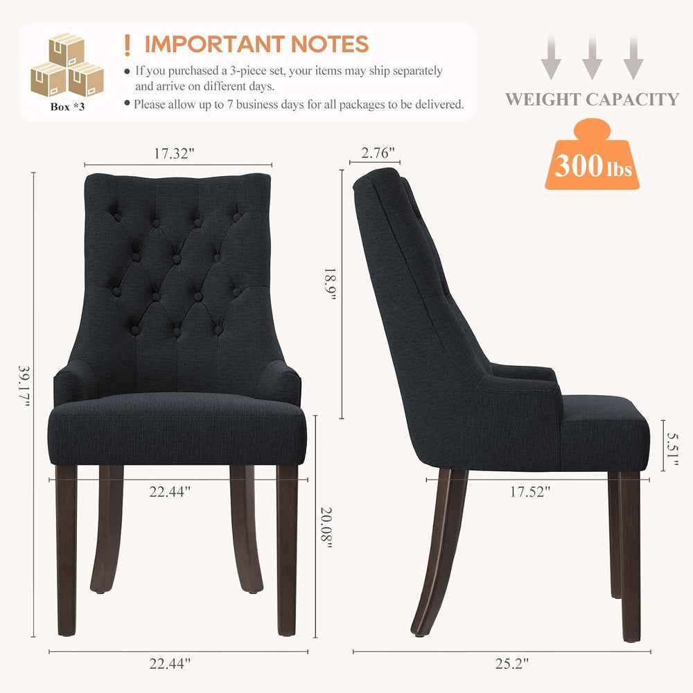 COLAMY Wingback Dining Chairs Set of 6, Black
