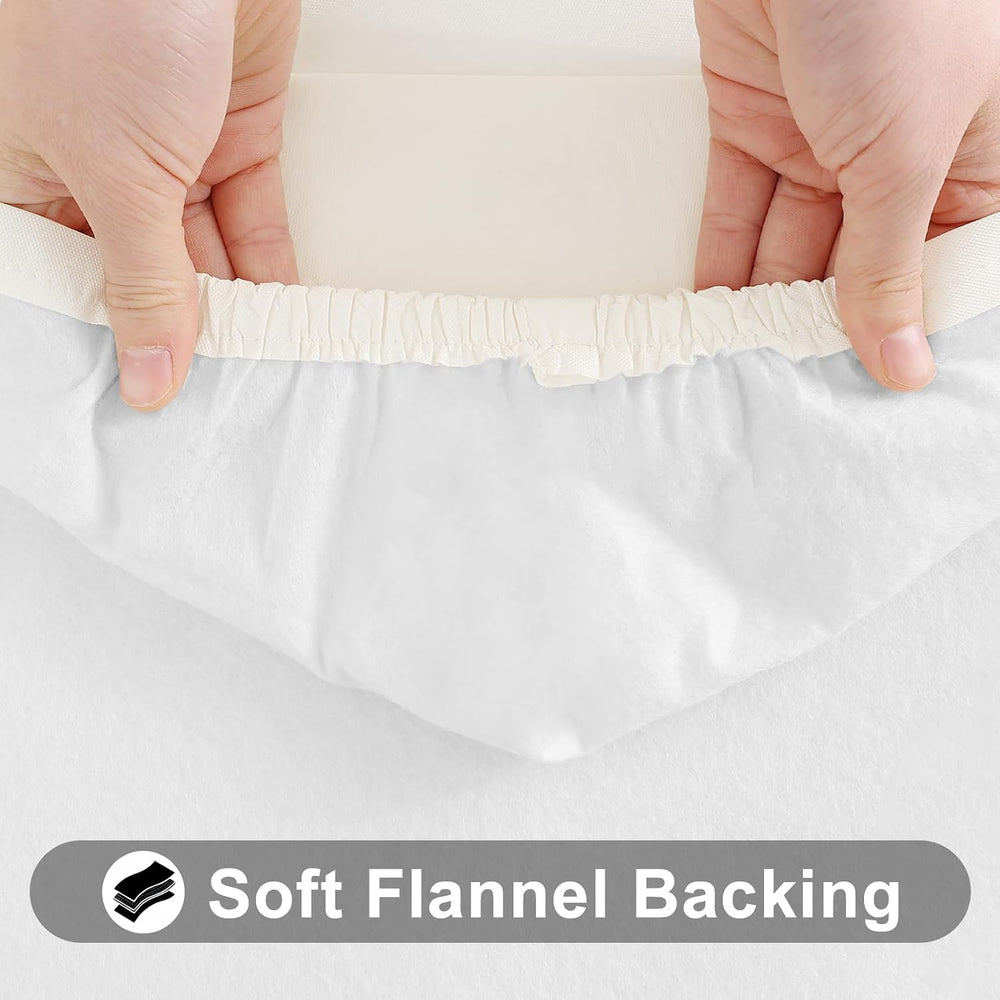Smiry 3 Pack Rectangle Table Cloth, Elastic Fitted Flannel Backed Vinyl Table...