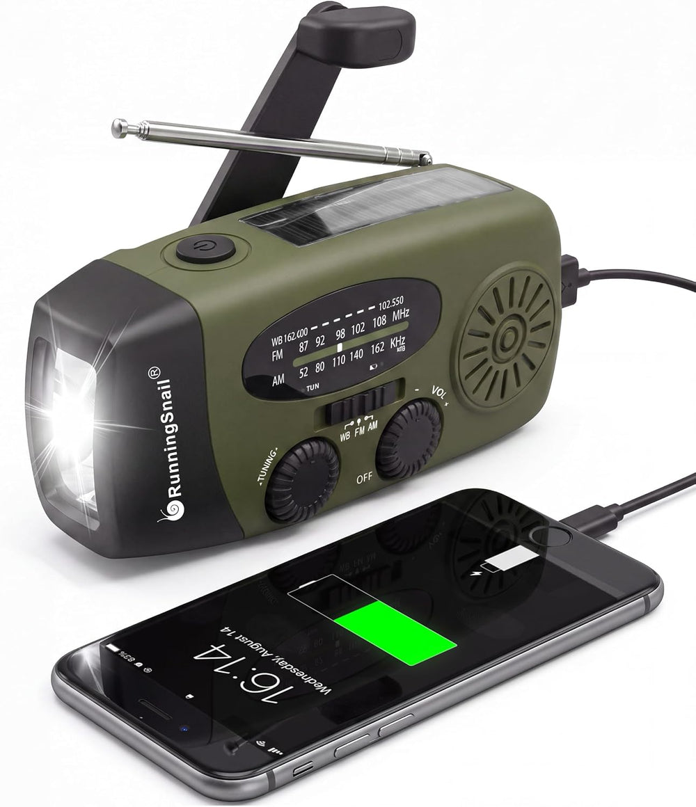 RunningSnail Hand Crank Emergency Radio with LED Flashlight for Emergency