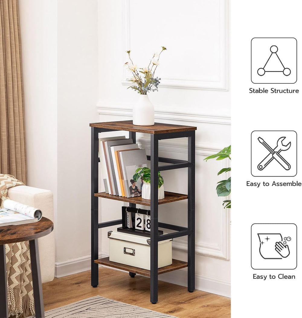 HOOBRO 3 Tier Bookshelf, Small Narrow Bookshelf, Record Storage Rack with Sid...