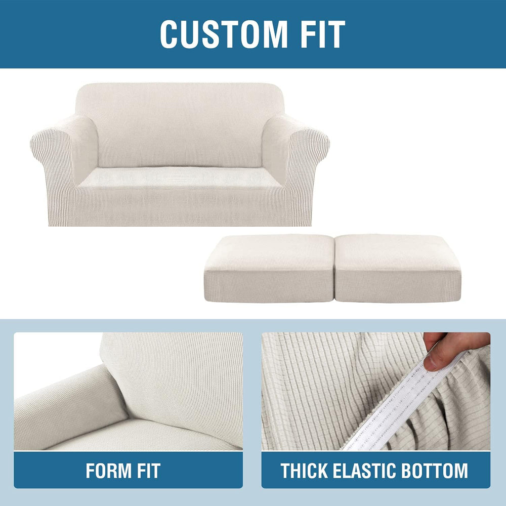 H.VERSAILTEX 3 Piece Stretch Sofa Covers for 2 Cushion Loveseat Couch Covers ...