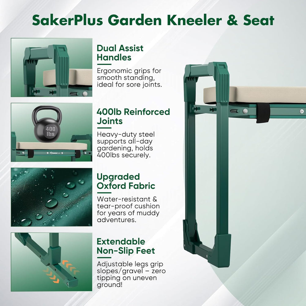 Sakerplus Garden Kneeler and Seat,Heavy Duty Foldable Garden Stool and Garden...