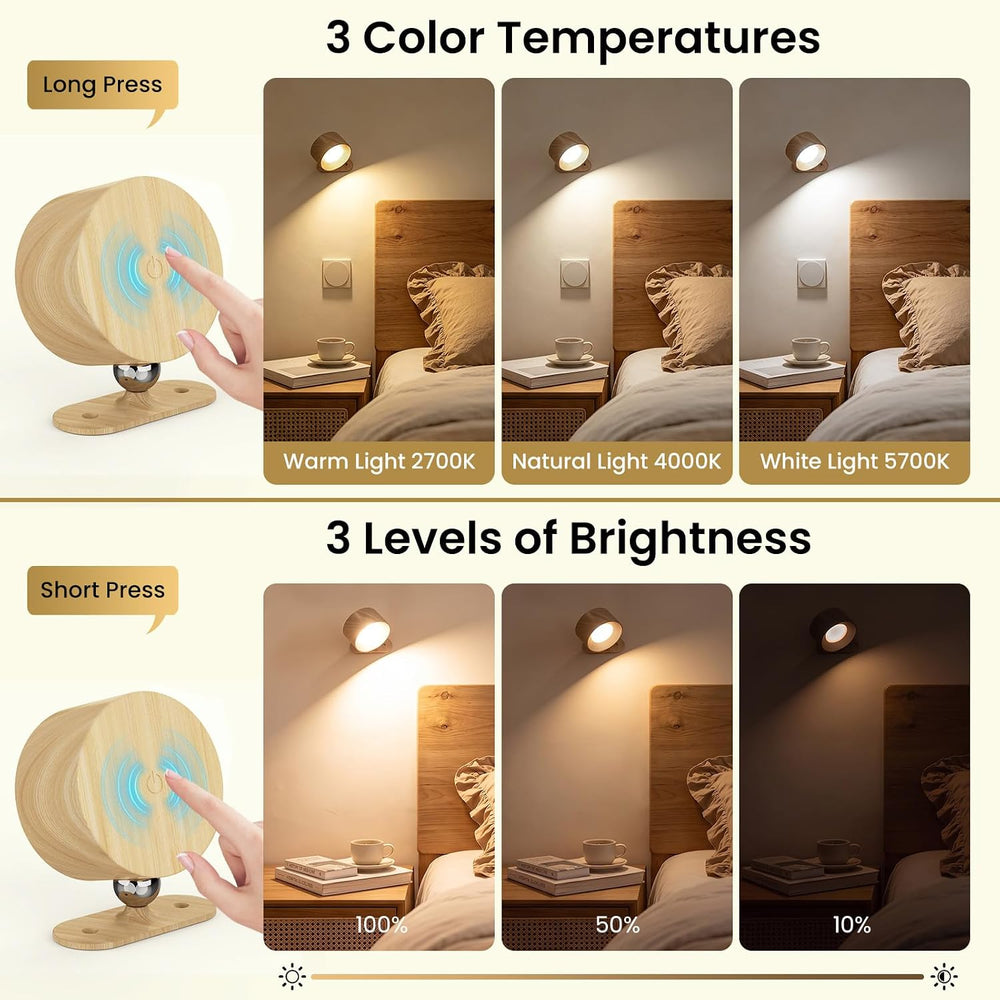 AKSDA Battery Operated Wall Sconce, Wall Lights for Bedroom Reading Bedside