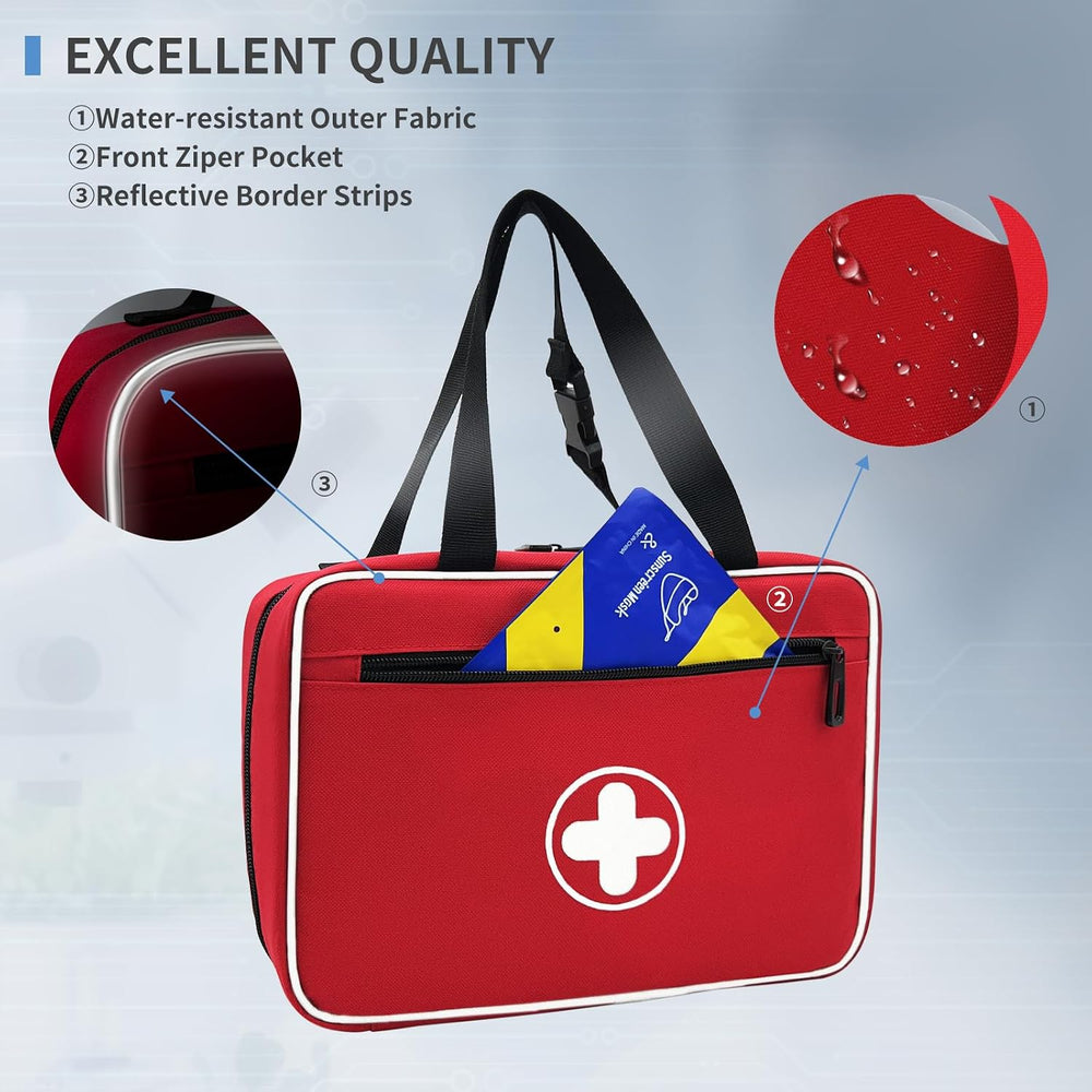 Portable First Aid Bag, Empty Emergency Trauma Kit with Reflective Strips, Mu...