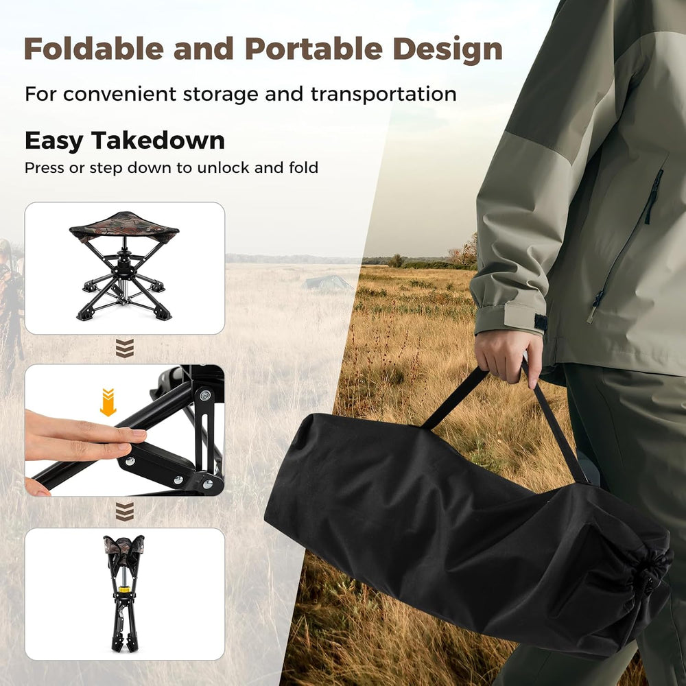 GYMAX 2 Pack 360° Swivel Camping Stool, Portable Folding Stool Seat with Carr...