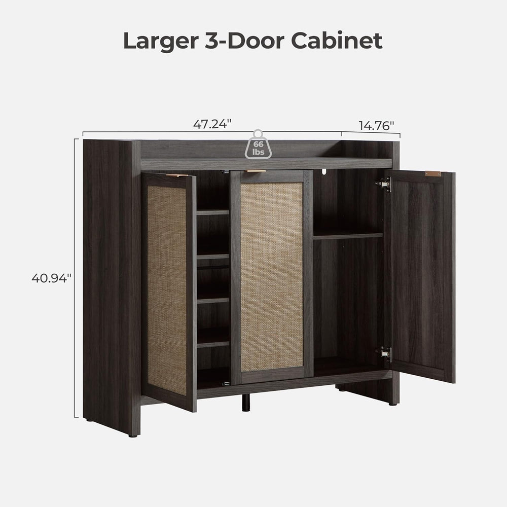 SICOTAS Shoe Storage Cabinet, 30 Pairs Rattan Shoe Cabinet for Entryway
