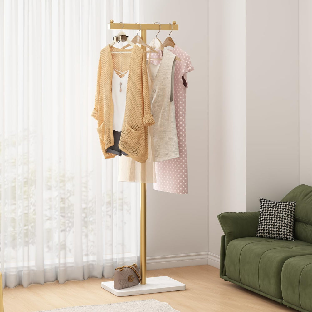 Gold Coat Rack Freestanding Heavy Duty Clothes Rack Stand for Entryway, Bedro...