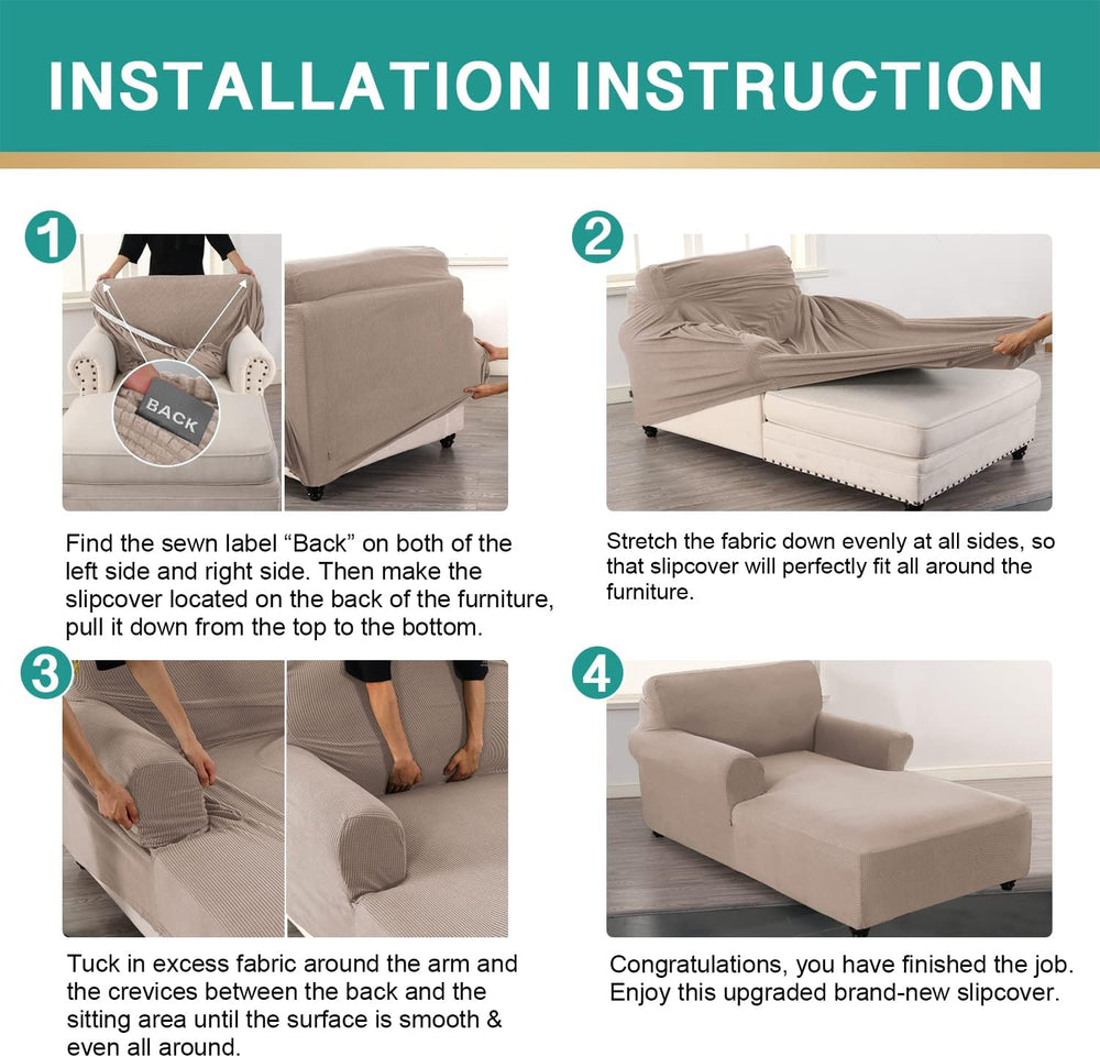 Chaise Lounge Cover Stretch Sofa Chaise Chair Cover with Armrests