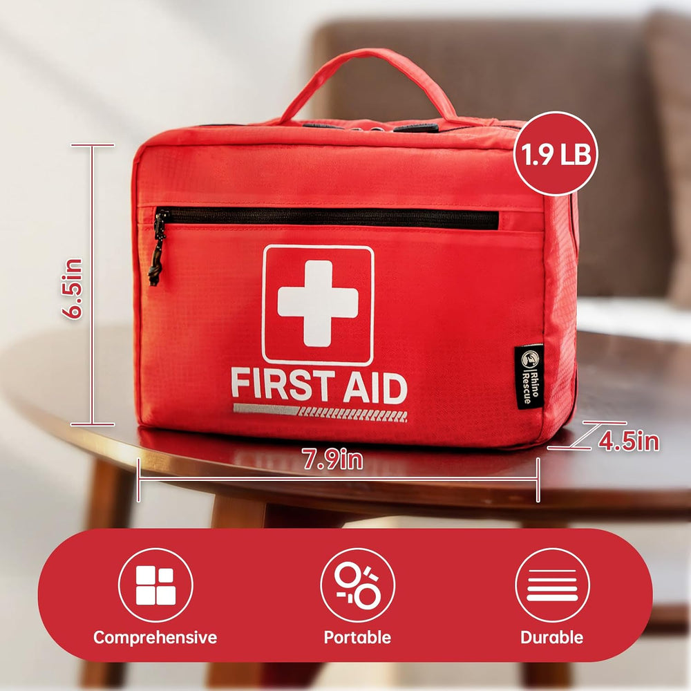 RHINO RESCUE Home First Aid Kit,240pc Medical kit for Car, School, Business