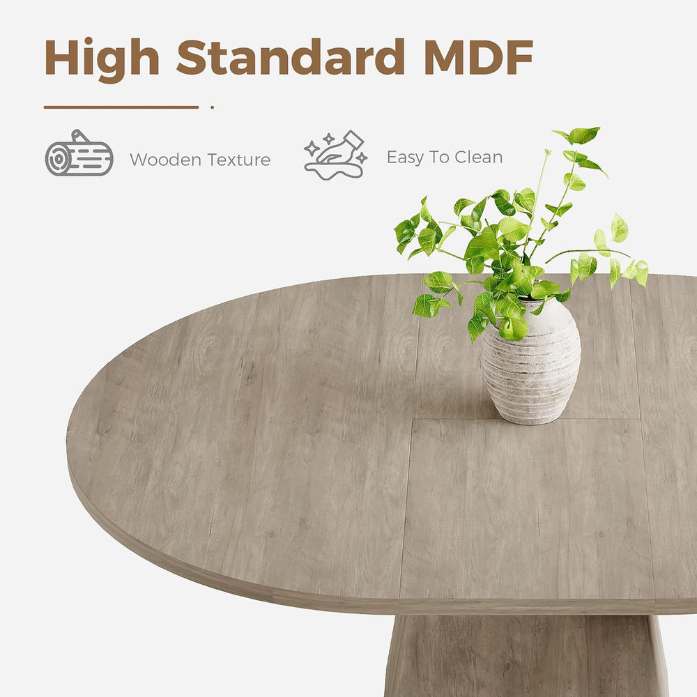 Garvee 47"-63" Round Extendable Dining Table for 4-6 People (no Chair)