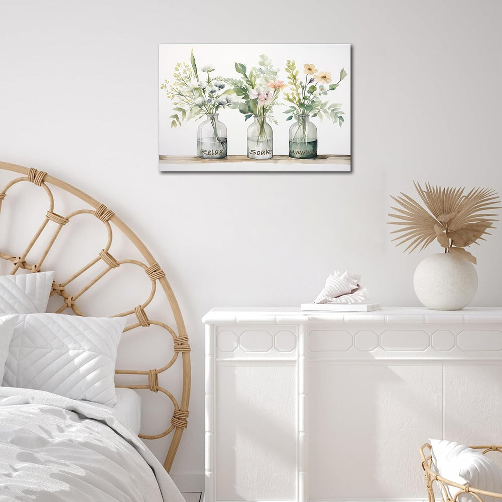 ANRUOXI Floral Wall Art - Bathroom Flower Pictures Wall Decor, Modern Floral ...