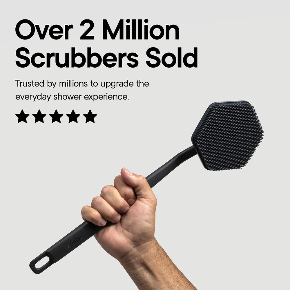 TOOLETRIES Silicone Back Scrubber for Shower with Hook - Charcoal