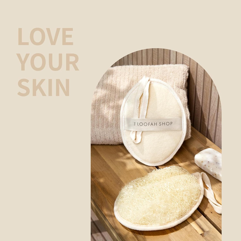 Natural Egyptian Bath Loofah, XL Body Scrubber, Set of 4