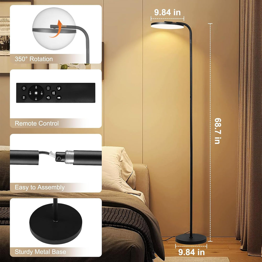 LED Floor Lamp – 36W Super Bright Standing Lamp with Remote & Touch Contr...