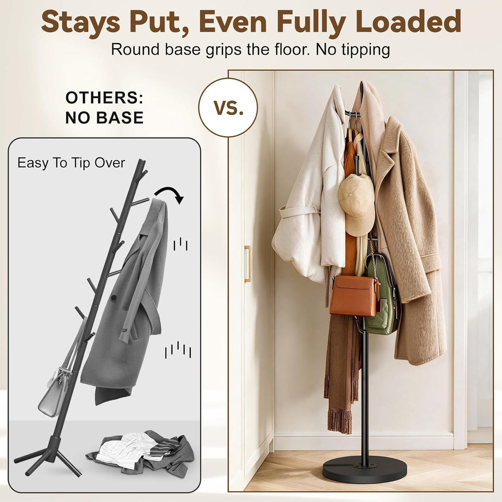 MISSLO Heavy Duty Coat Rack Freestanding Modern L-shaped Coat Tree, Black