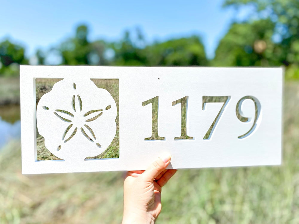 Horizontal Sand Dollar Address Sign, Weatherproof PVC House Numbers, Outdoor ...