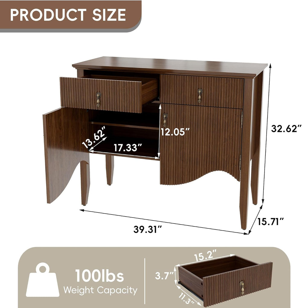 senlin 40" Fluted Console Table, Wooden Entryway Console Table with Stor...