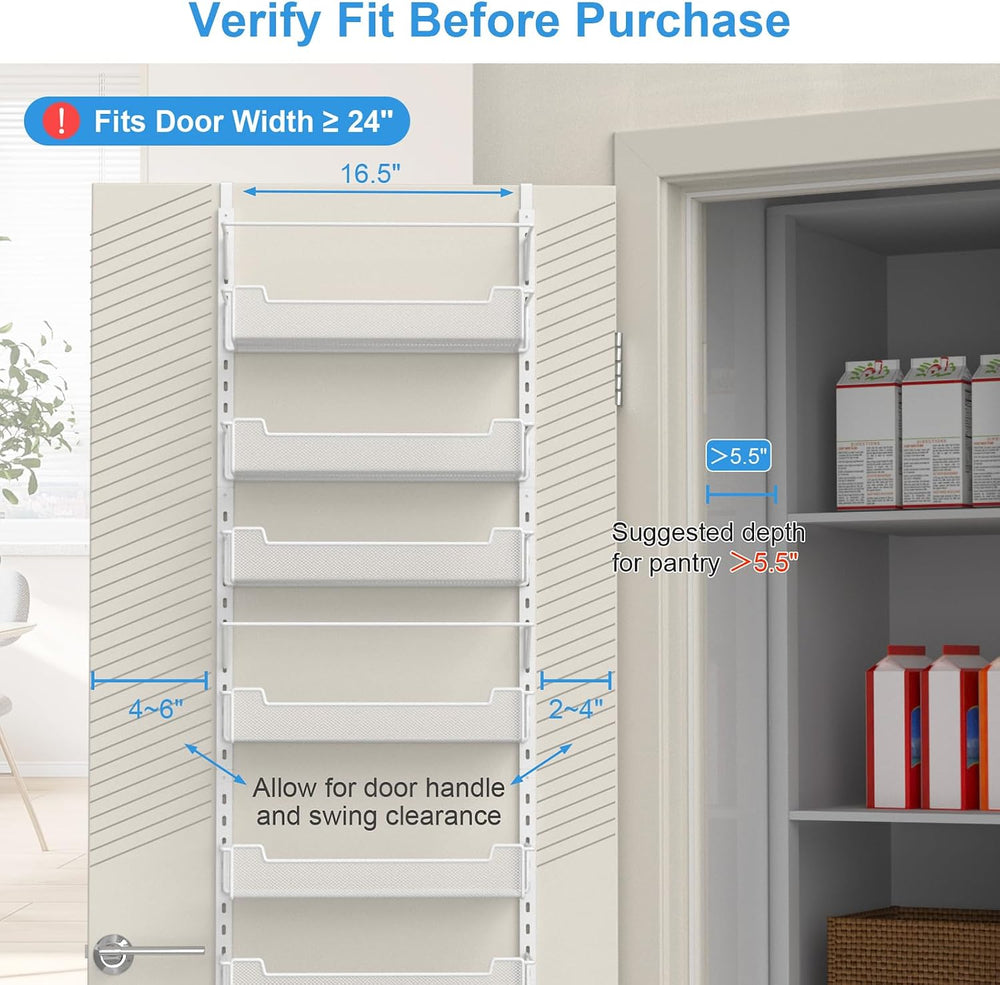 VyGrow Over the Door Pantry Organizer, 8-Tier Over the Door Organizer with Ad...