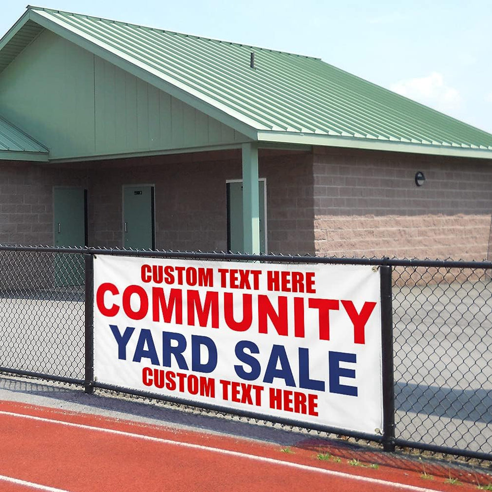 Custom Vinyl Banner Multiple Sizes Community Yard Sale Red Blue Yard Sale Out...