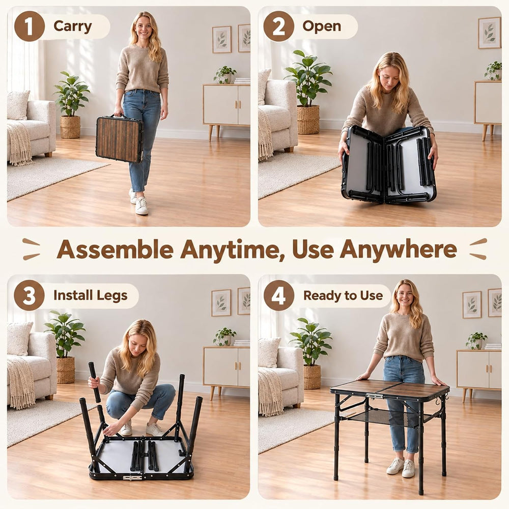 Folding TV Dinner Tray Table, Adjustable Height Sofa Snack Table