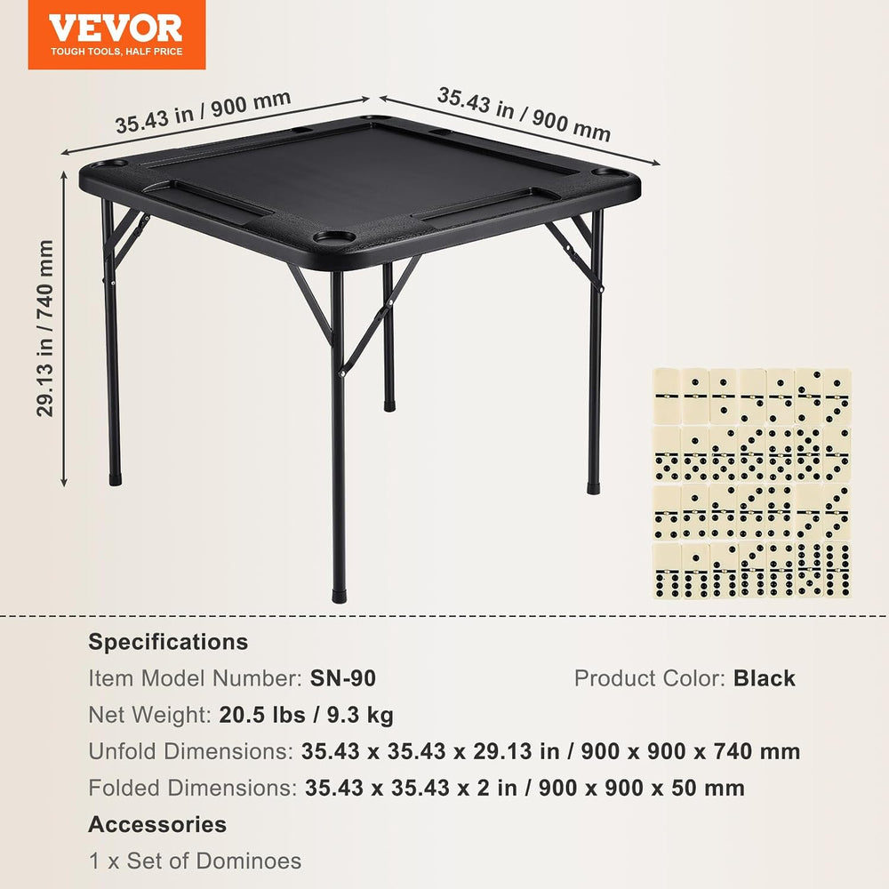 VEVOR Folding Card Table Square 4 Player Mahjong Domino Game Set