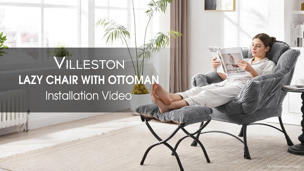 Lazy Chair with Ottoman, Grey