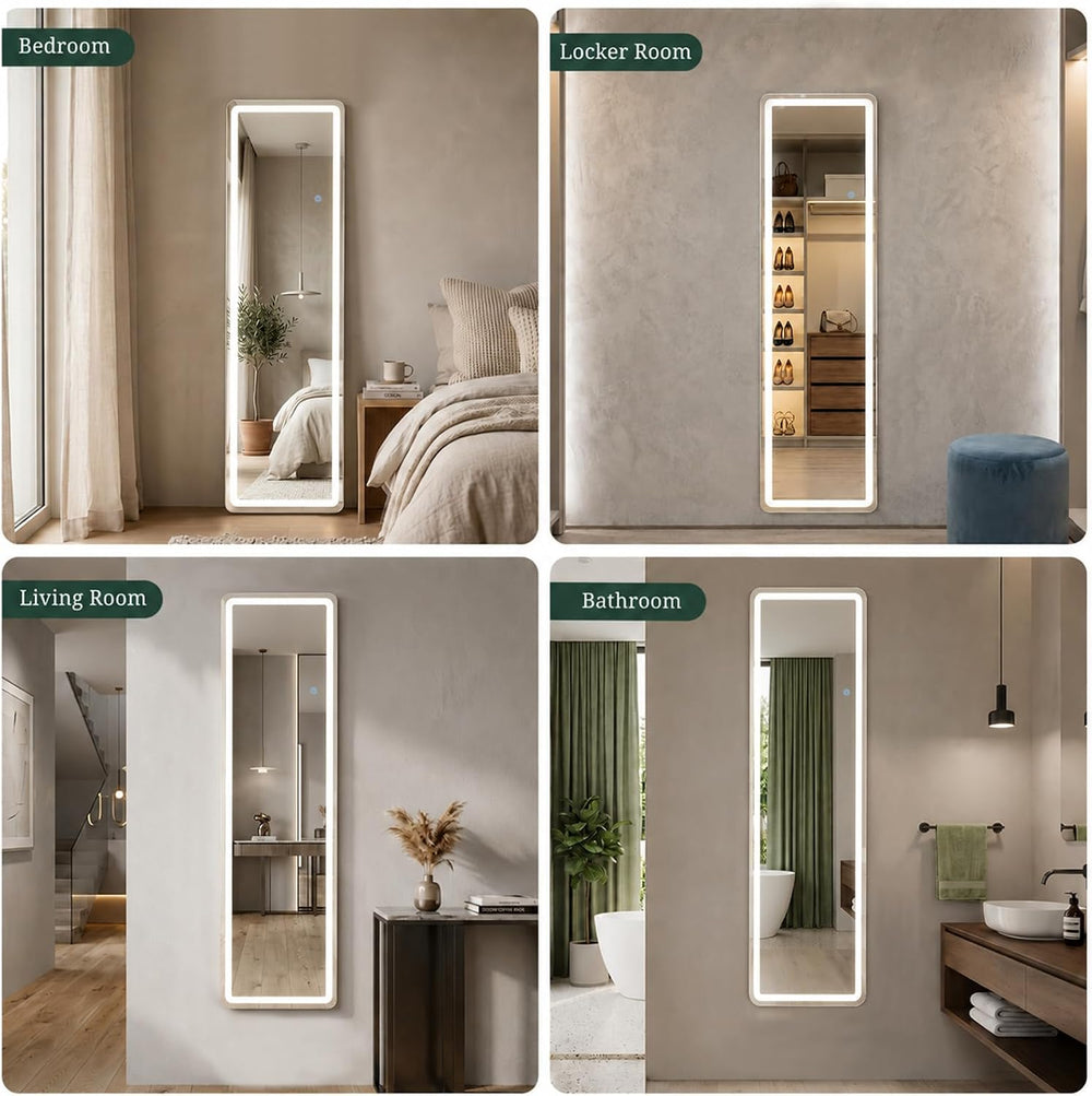 LED Mirror Full Length with Lights, 59.85"x15.75" Lighted Full Body...