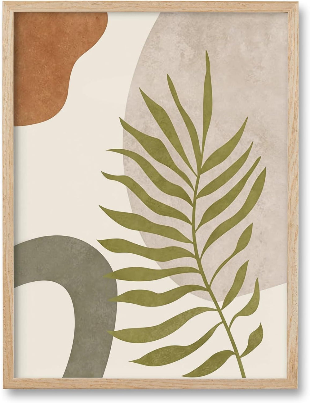 HesenDot Natural OAK Wood Abstract Leaf Framed Wall Art,12x16in