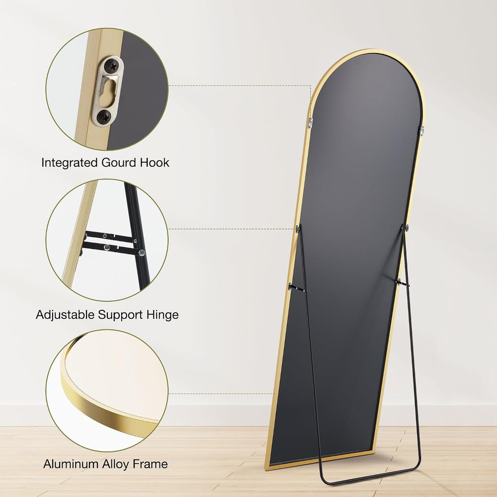 OLIXIS 64"x21.5" Arched Full Length Mirror with Stand, Body Mirror