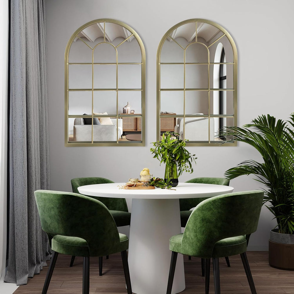 HQiJun Wall Mirror Window Decorative Mirrors Arched Farmhouse for Living Room...
