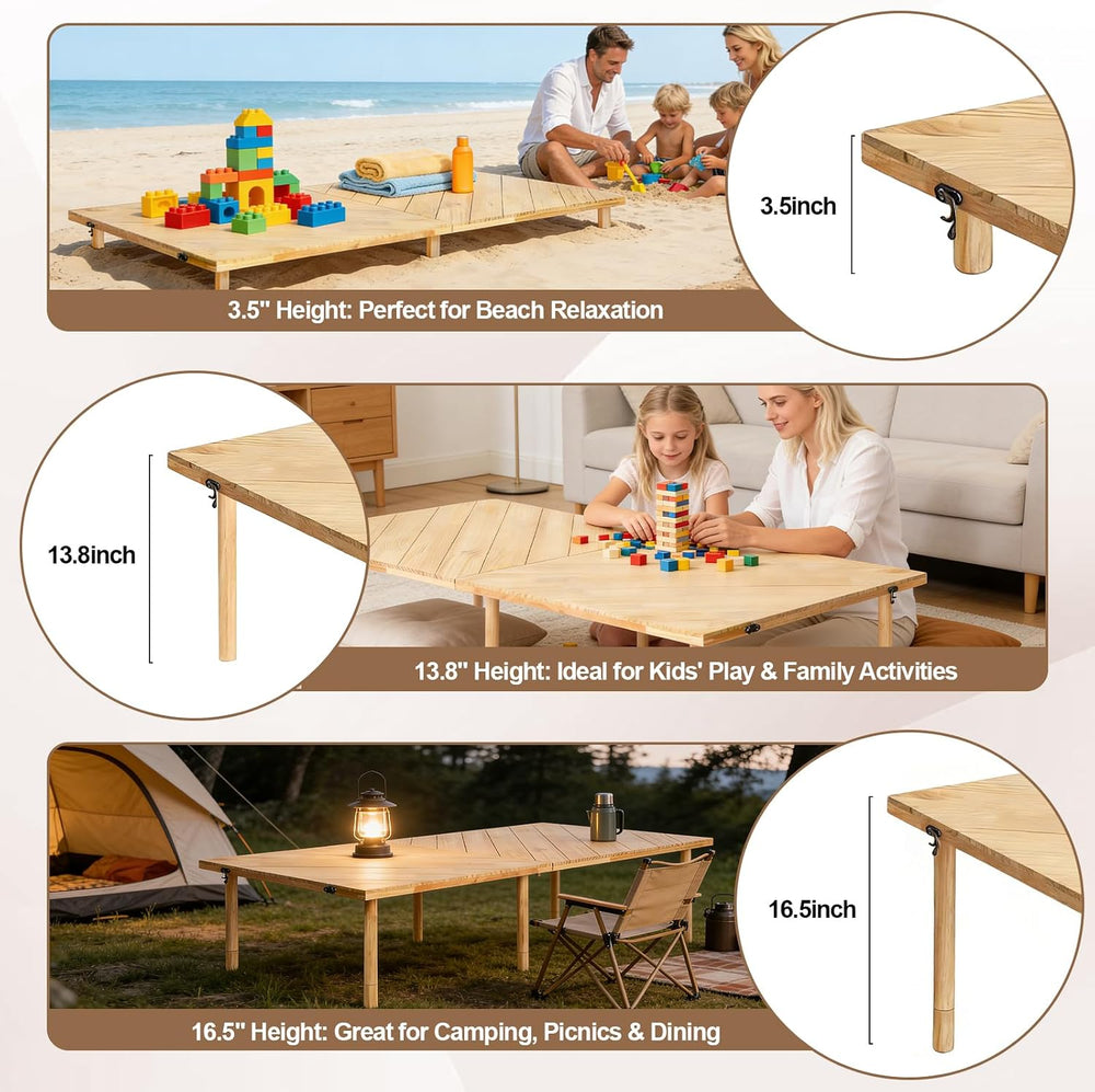 Folding Picnic Table 60x30, Low Floor Table for 6-8