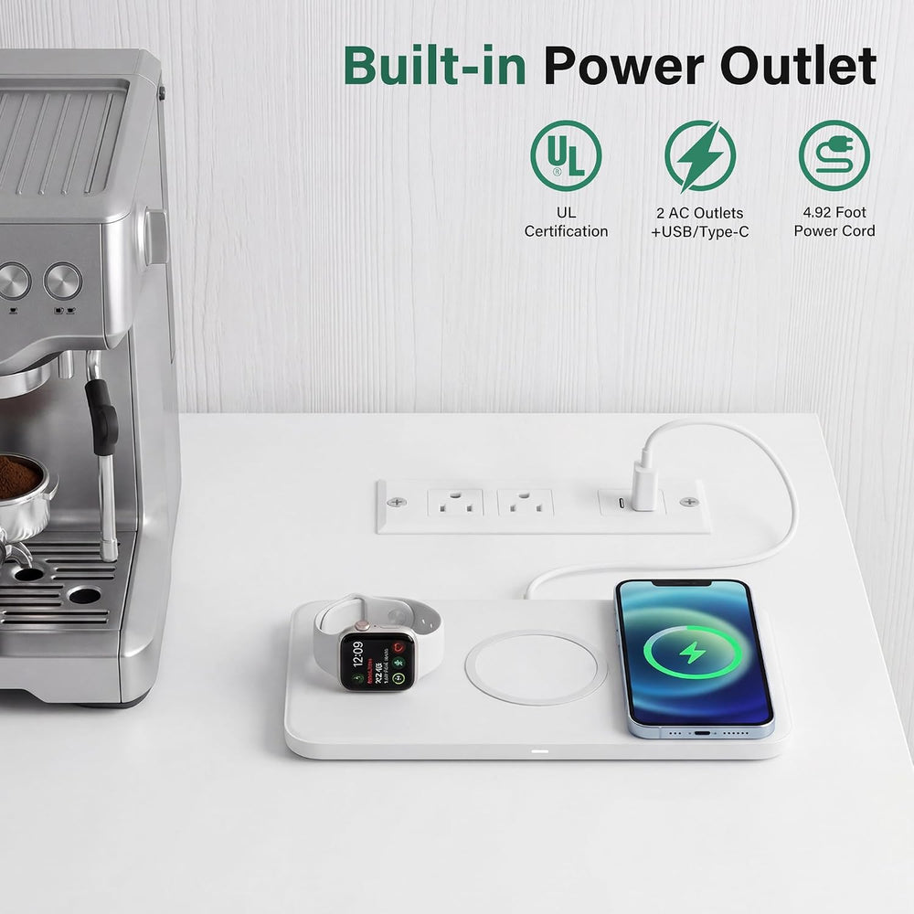 Mini Fridge Cabinet with Storage & Power Outlet, White