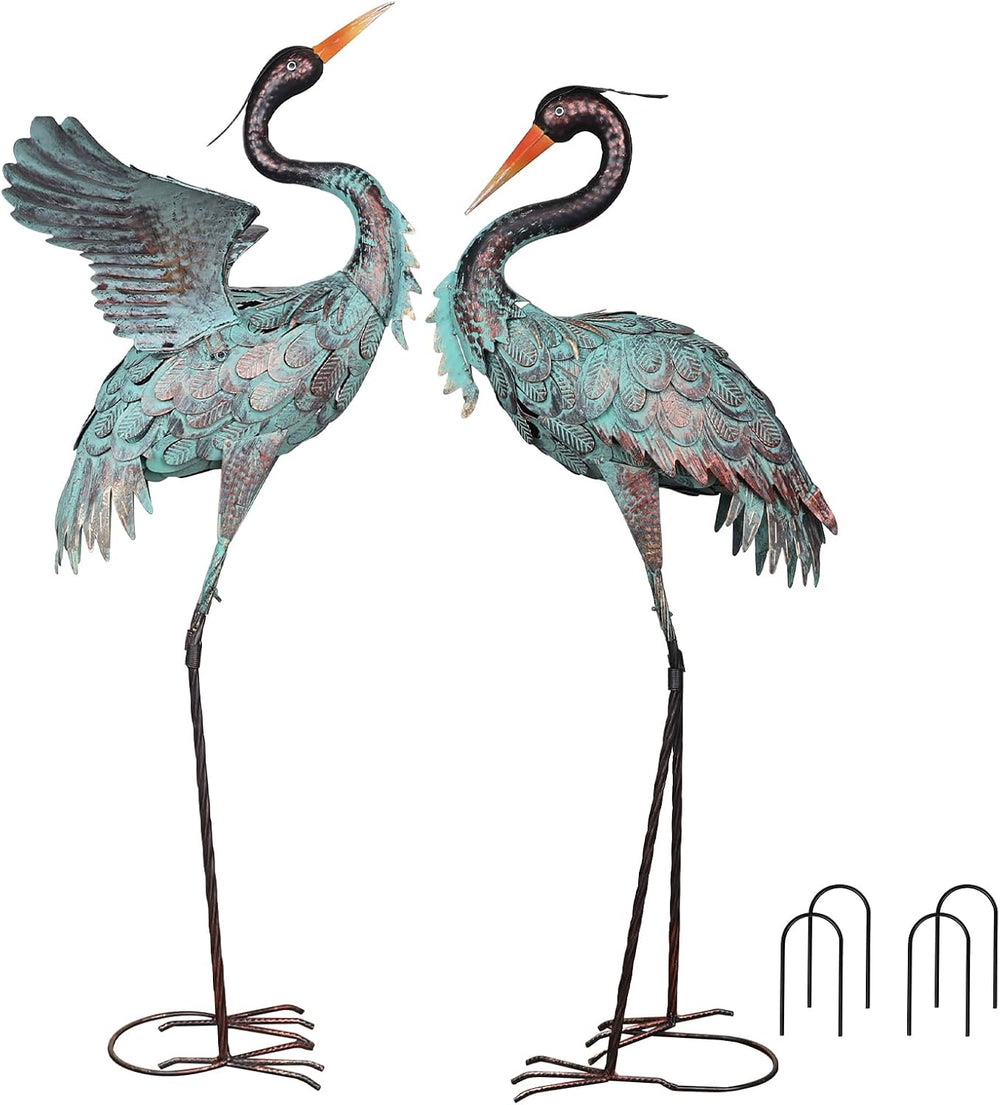 YEAHOME Garden Decor Outdoor Statues, 38"/36" Large Metal Heron Sta...