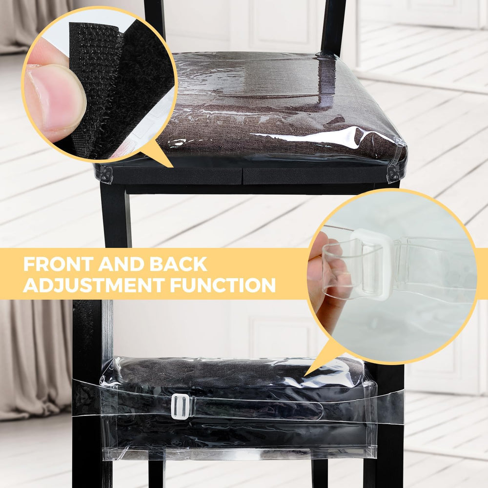 4 Pack Large Plastic Chair Covers for Dining Room, Clear Chair Seat Protector...