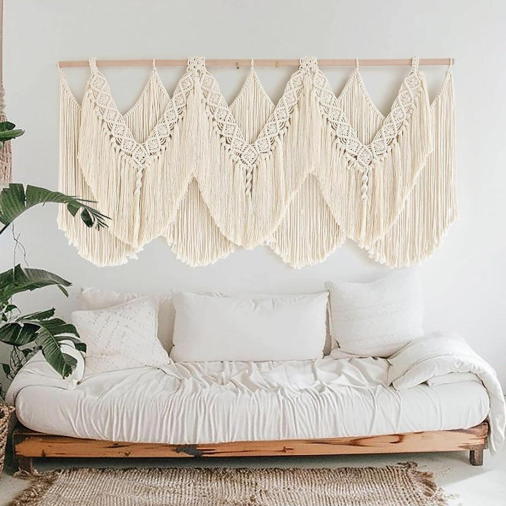 Macrame Wall Hanging Wedding Hanger Tassel Knotting Boho Decor 47"W*25&q...